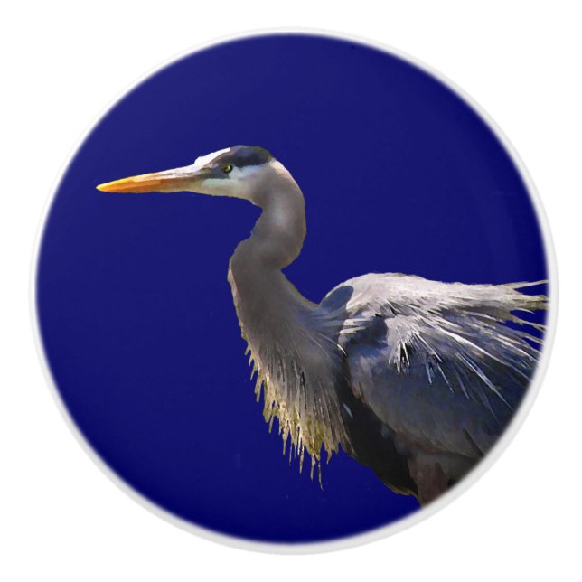 Great Blue Heron Ceramic Knob (Front)