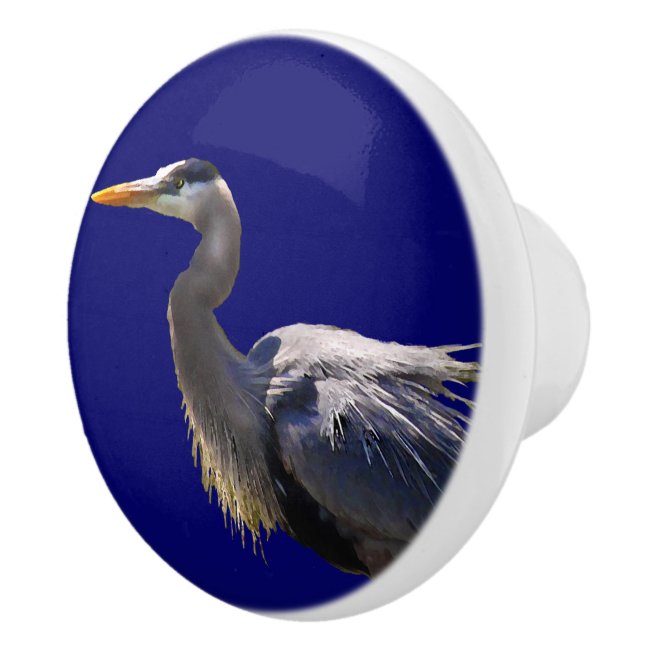 Great Blue Heron Ceramic Knob