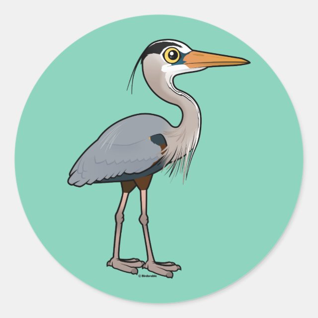 Cute Birdorable Great Blue Heron Round Sticker