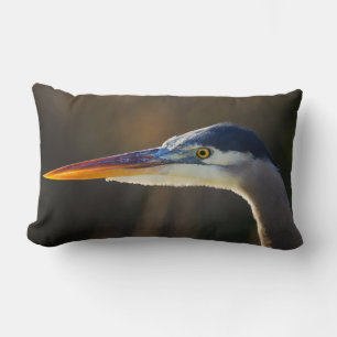Great Blue Heron, close up portrait Lumbar Pillow