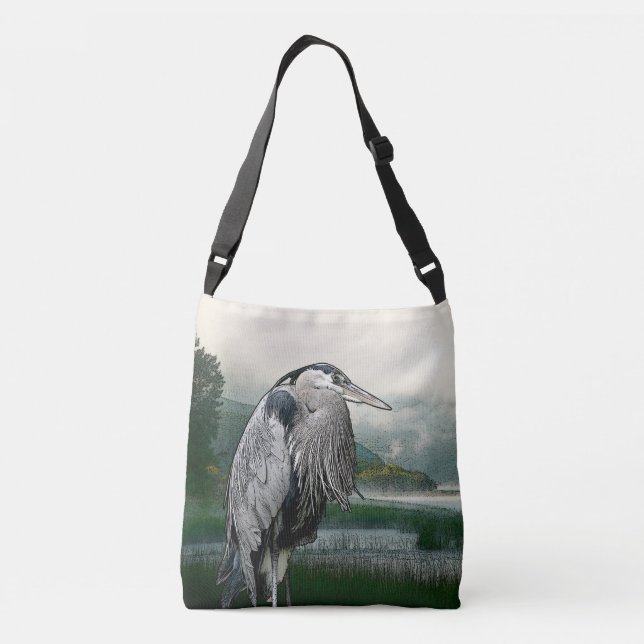 Great Blue Heron Crossbody Bag (Back)