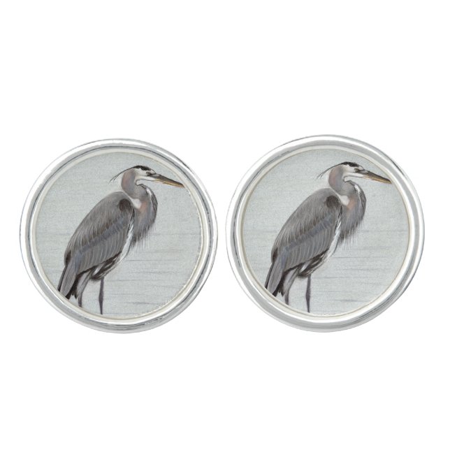 Great Blue Heron Cufflinks (Front)