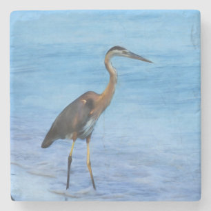 Great Blue Heron, Customizable Stone Coaster