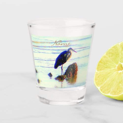 Great blue heron Design Thunder_Cove Shot Glass