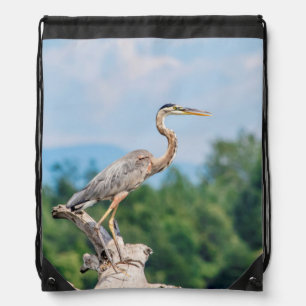 Great Blue Heron Drawstring Bag