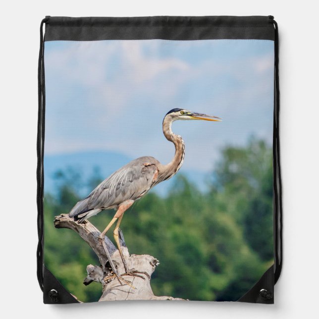 Great Blue Heron Drawstring Bag (Front)