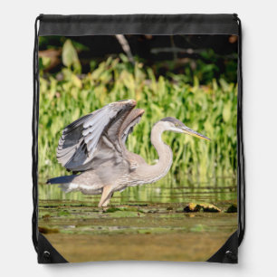 Great Blue Heron Drawstring Bag