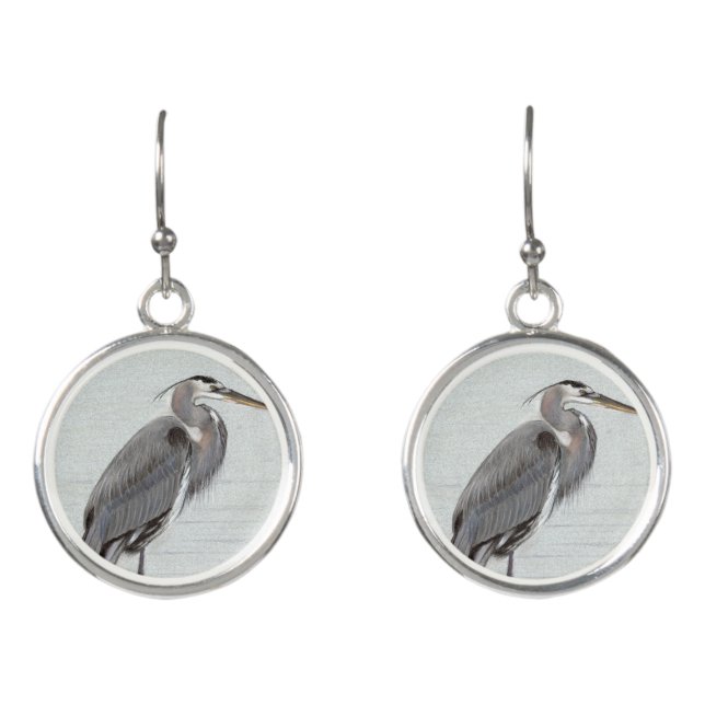 Great Blue Heron Earrings (Front)