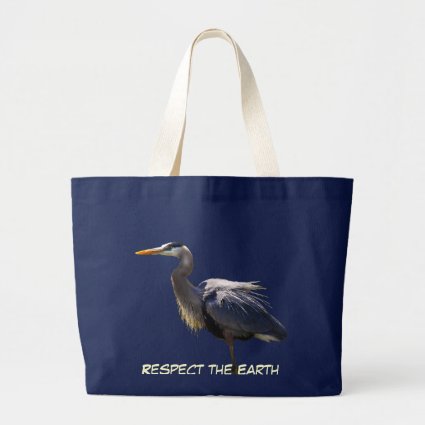 Great Blue Heron Earth Day Large Tote Bag
