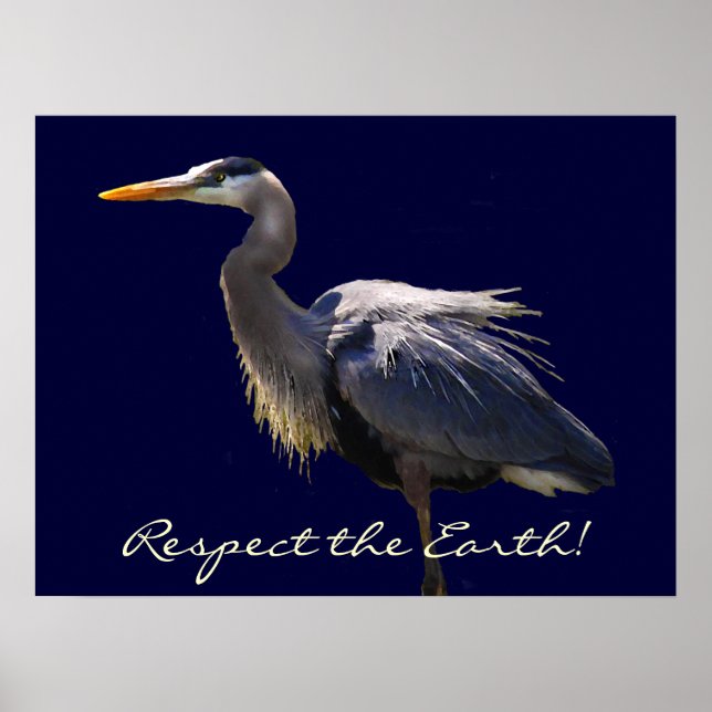 Great Blue Heron Earth Day Poster (Front)