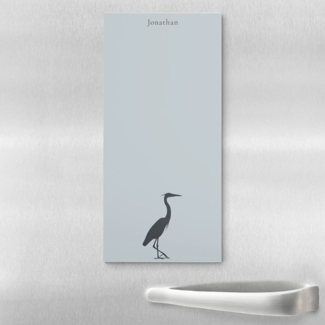 Great Blue Heron Egret silhouette personalized Magnetic Notepad (In Situ)