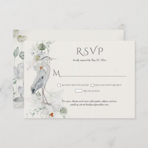 Great Blue Heron Ethereal Floral RSVP