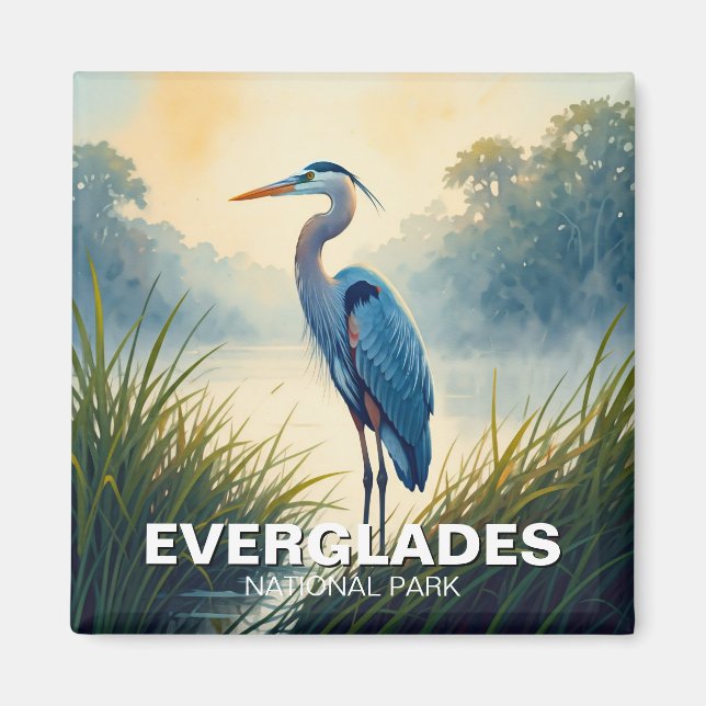 Great Blue Heron Everglades Travel Magnet (Front)