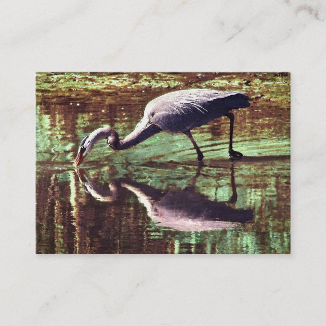 Great Blue Heron Fishing ATC Business Card (Front)