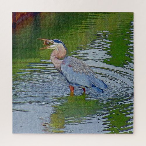 Great Blue Heron Fishing Jigsaw Puzzle