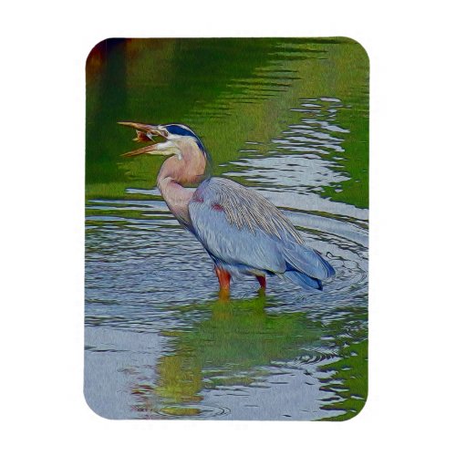 Great Blue Heron Fishing Magnet