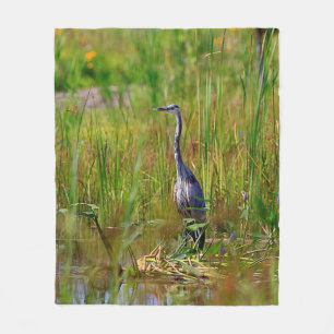 Great Blue Heron Fleece Blanket