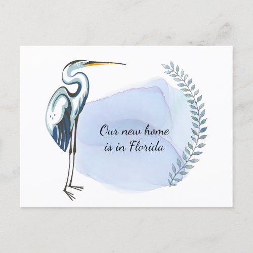 Great Blue Heron Florida New Home Address Change Announcement Postcard