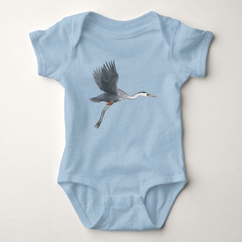 Great Blue Heron Flying Baby Bodysuit
