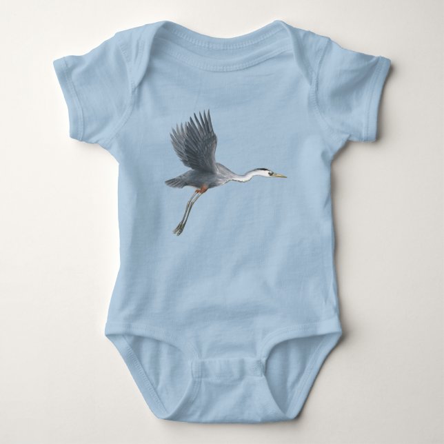 Great Blue Heron Flying Baby Bodysuit (Front)