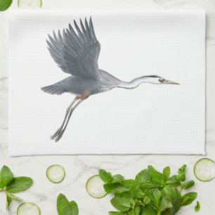Great Blue Heron Flying Kitchen Towel