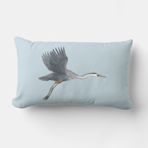 Great Blue Heron Flying Lumbar Pillow