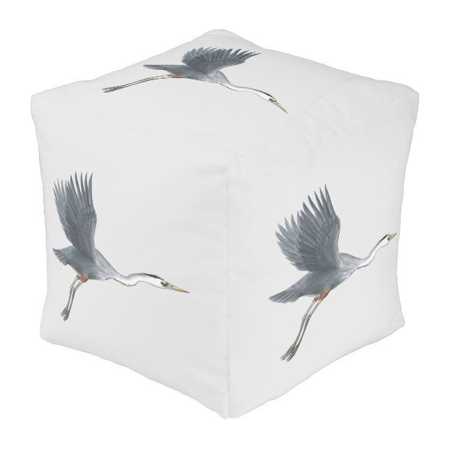 Great Blue Heron Flying Pouf (Angled Front)