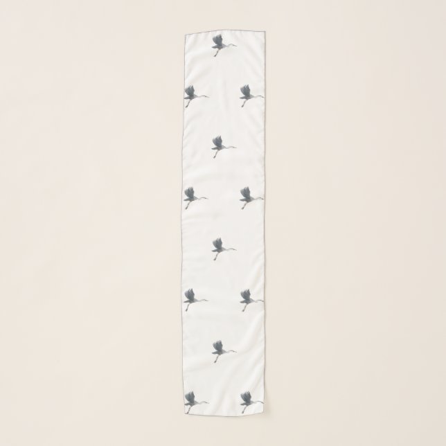 Great Blue Heron Flying Print Chiffon Scarf (Front)