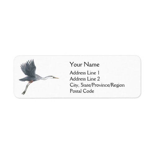 Great Blue Heron Flying Return Address Label