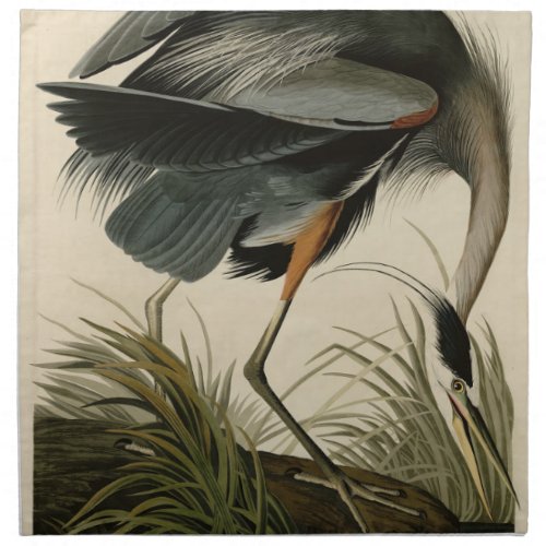 Great Blue Heron from Audubons Birds of America Cloth Napkin