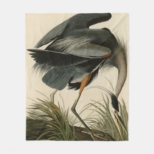 Great Blue Heron from Audubons Birds of America Fleece Blanket