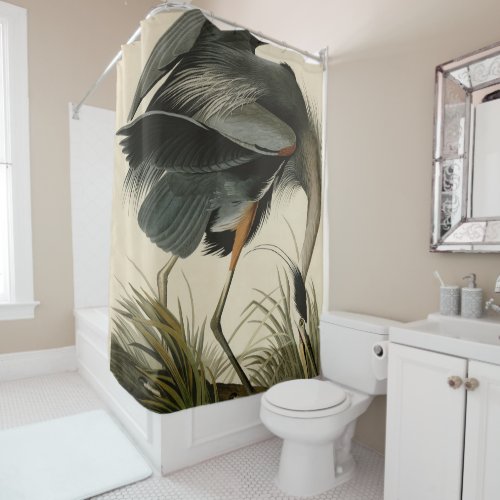 Great Blue Heron from Audubons Birds of America Shower Curtain