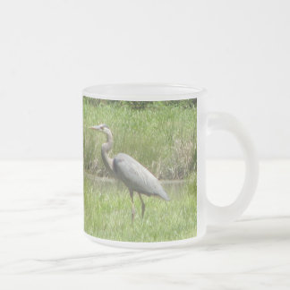 Great Blue Heron Frosted Glass Coffee Mug