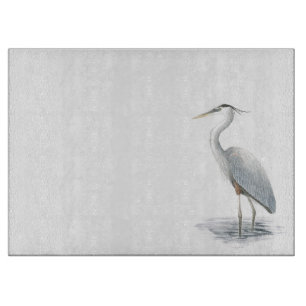 Great Blue Heron Glass Cutting Board