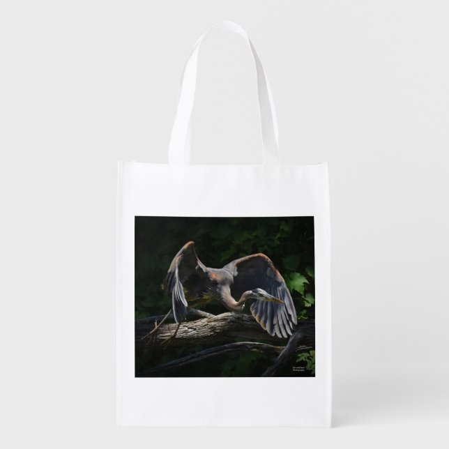 Great Blue Heron Grocery Bag (Front)