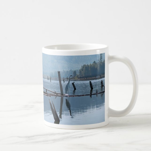 Great Blue Heron Haiku mug. Coffee Mug (Right)