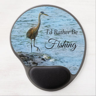 Great Blue Heron "I'd Rather be Fishing" Gel Mouse Pad