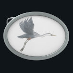 Great Blue Heron in Flight Belt Buckle<br><div class="desc">This belt buckle design is from my original watercolor painting of a Great Blue Heron taking flight - set on a customizable solid color background. I always find it a minor miracle when a large bird like this one becomes airborne. It is a beautiful moment that almost defies belief. Fly...</div>