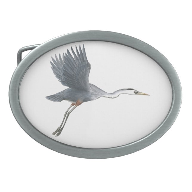 Great Blue Heron in Flight Belt Buckle (Front)