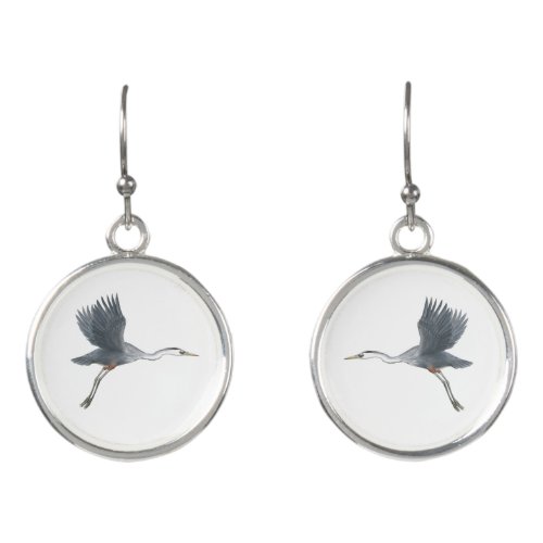 Great Blue Heron in Flight Earrings