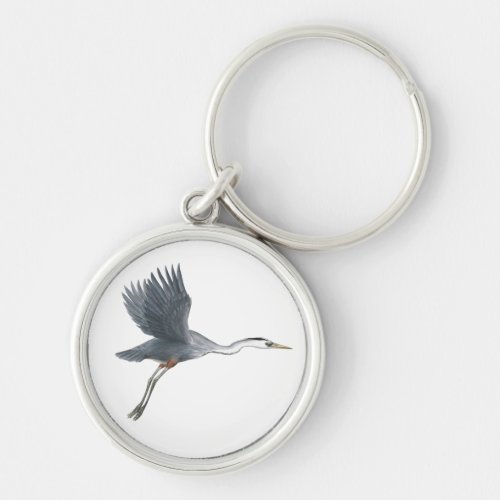 Great Blue Heron in Flight Keychain