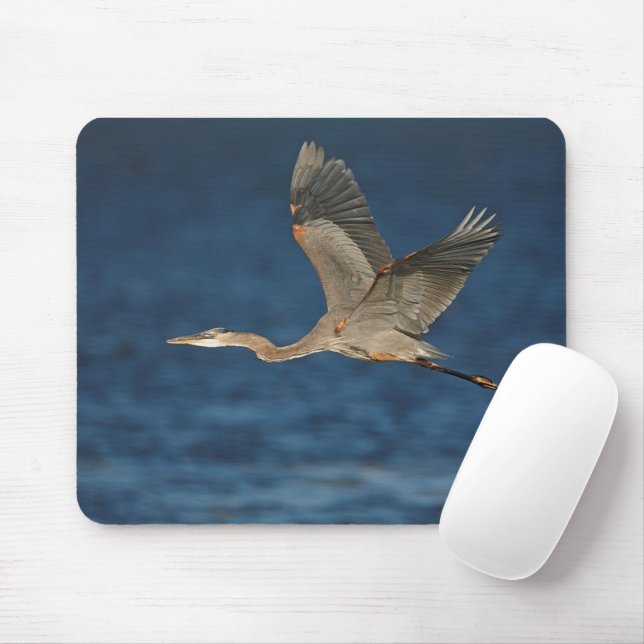 Great Blue Heron in Flight Mouse Pad (With Mouse)