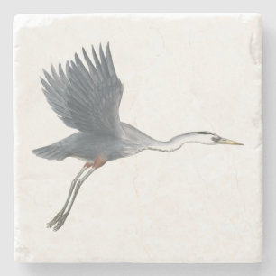 Great Blue Heron in Flight Stone Coaster