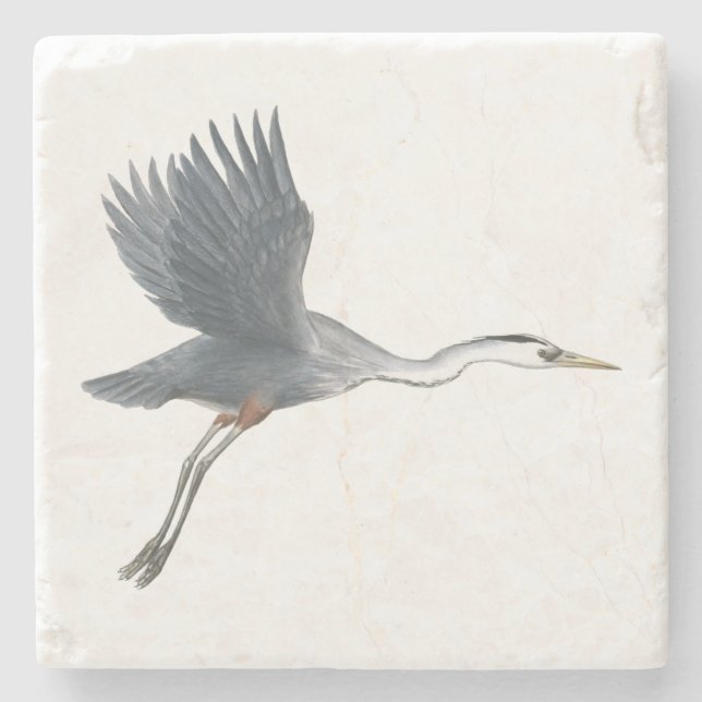Great Blue Heron in Flight Stone Coaster (Front)