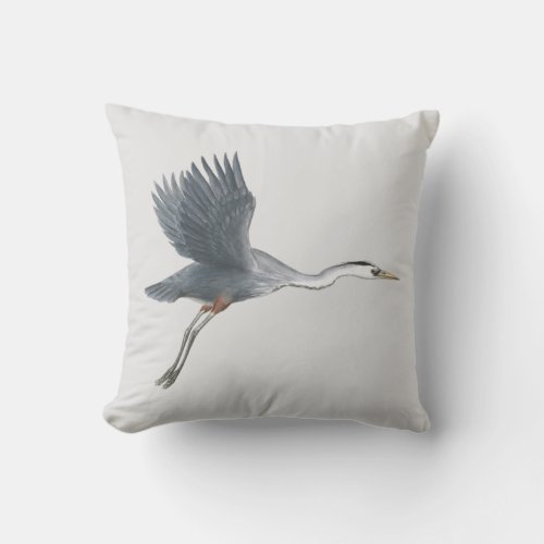 Great Blue Heron in Flight Throw Pillow