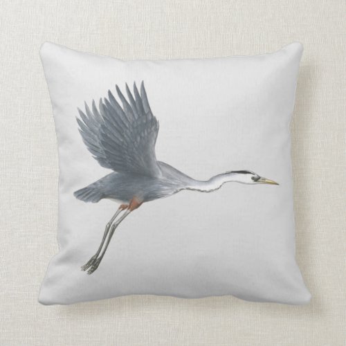 Great Blue Heron in Flight Throw Pillow
