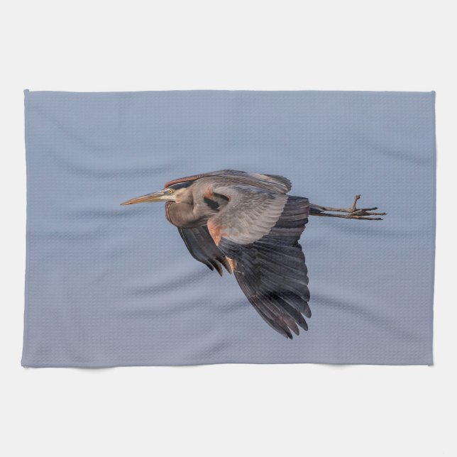 Great Blue Heron in flight Towel (Horizontal)