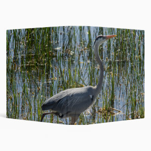 Great Blue Heron in Marsh 3 Ring Binder
