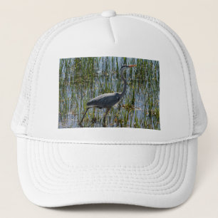Great Blue Heron in Marsh – Elegant Wildlife Trucker Hat