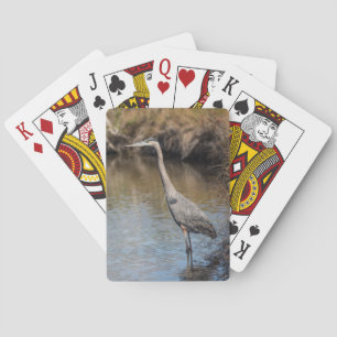 Great Blue Heron in Water Playing Cards